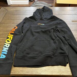 Hollister Mens Black Hoodie with Colored California Logo on Arm Size M